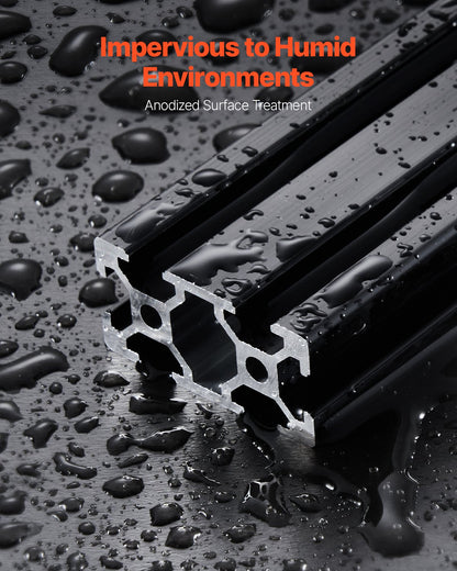 5 st. 47,2 tum (1200 mm) T-spår 2040 aluminiumprofil, anodiserad linjär skena enligt europeisk standard, höghållfast extruderad aluminiumskena för 3D-skrivare, CNC-maskin DIY, lasergravering, svart