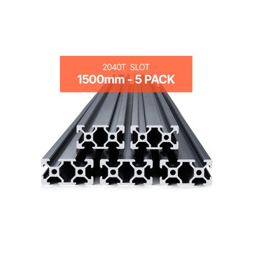 5 st. 59 tum (1500 mm) T-spår 2040 aluminiumprofil, anodiserad linjär skena enligt europeisk standard, höghållfast extruderad aluminiumskena för 3D-skrivare, CNC-maskin DIY, lasergravering, svart