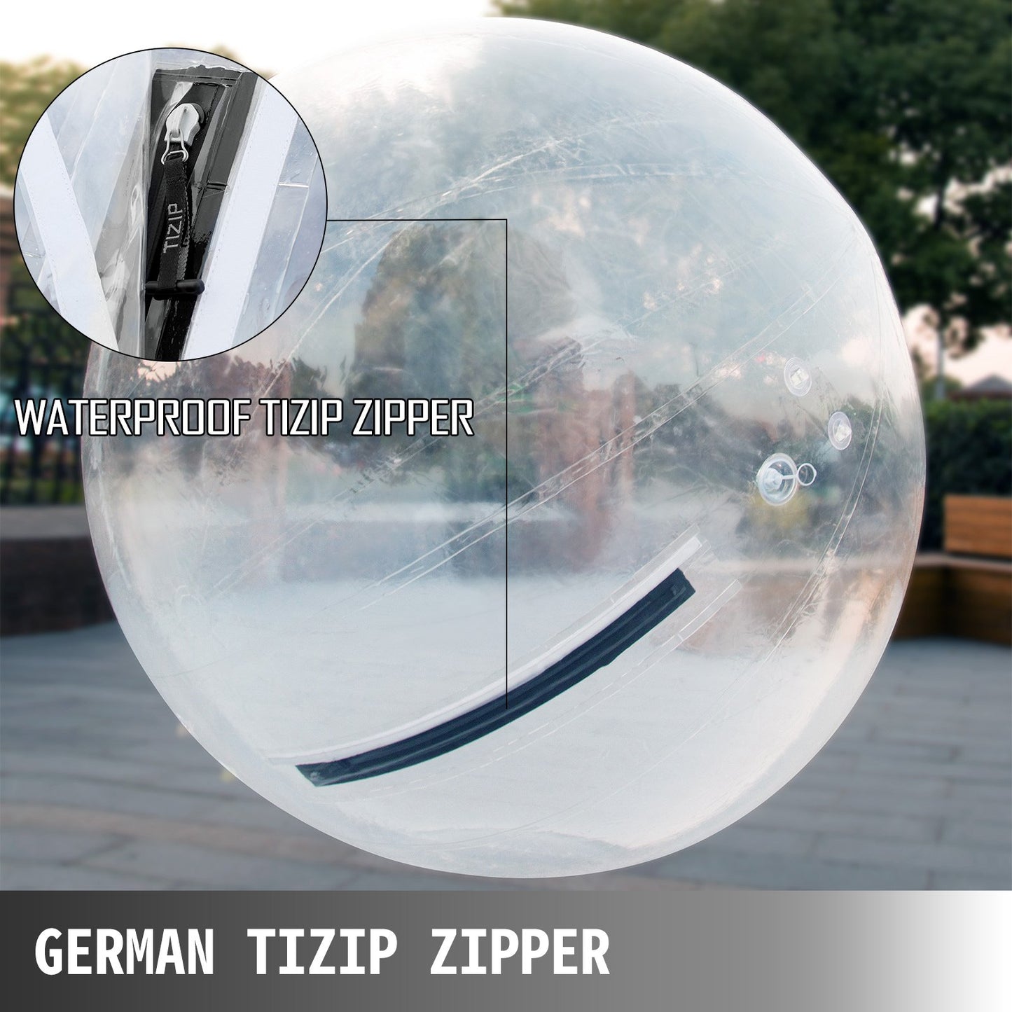 2M Walk on Water Walking Ball Roll Uppblåsbar Zorbboll med tysk dragkedja PVC