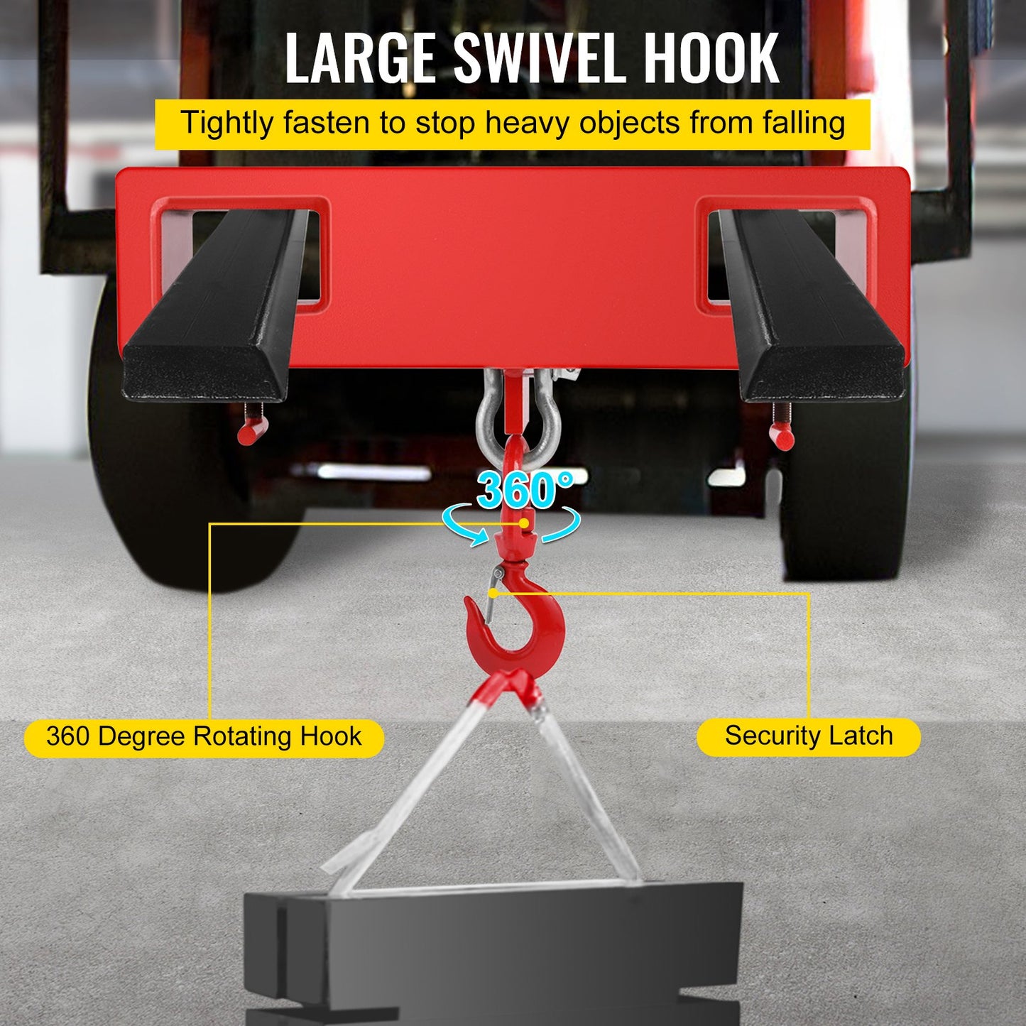 2 ton gaffeltruck lyftkrok 4000 LBS/2000 KG kapacitet lyfttruck gaffellyft svängbar krok mobilkran gaffeltrucktillbehör