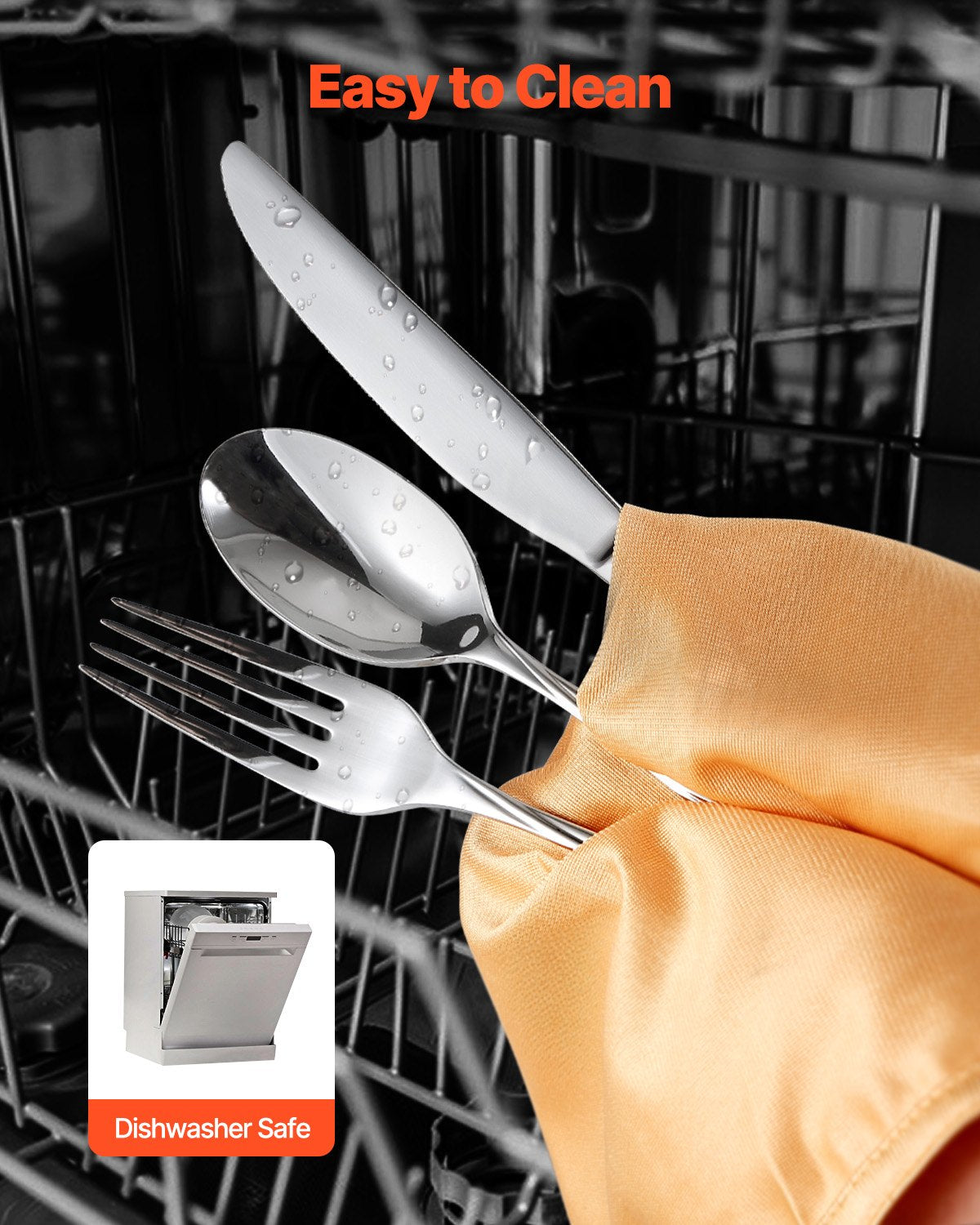 30-delars bestickset i rostfritt stål av livsmedelskvalitet, spegelblank bestickset, diskmaskinssäkert porslin för kök och hem, plats för 6 personer, inklusive kniv, gaffel och sked