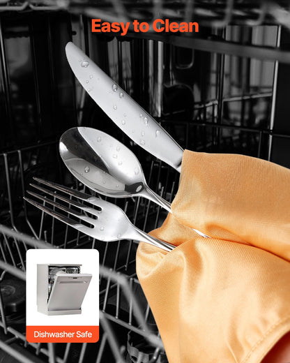 30-delars bestickset i rostfritt stål av livsmedelskvalitet, spegelblank bestickset, diskmaskinssäkert porslin för kök och hem, plats för 6 personer, inklusive kniv, gaffel och sked