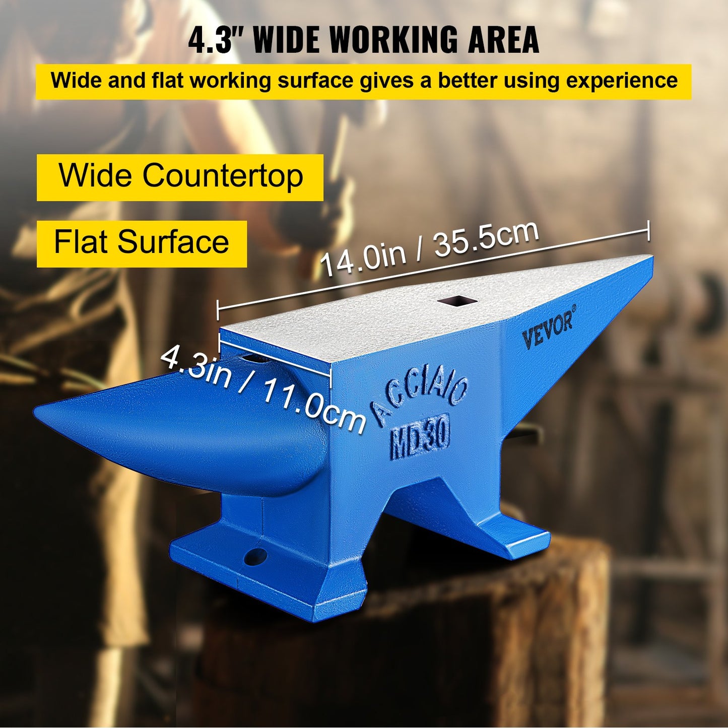 Mohornhornstäd, stålstäd Smedevikt 30 kg/66,1 pund, smedstäd stålstäd runt horn metallbearbetning stålstäd smed hårdhål