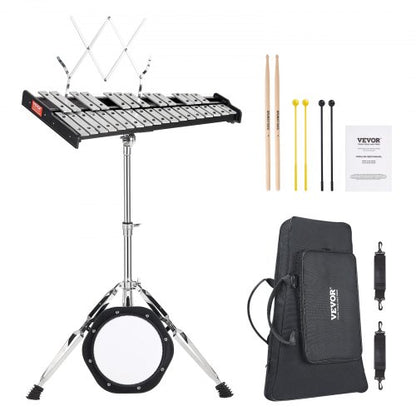 30-noters klockspel xylofonklockset, professionellt slagverksinstrumentset med klubbor, trumstockar, notställ, 203 mm / 8" övningsplatta, justerbart stativ och bärväska för studenter och vuxna