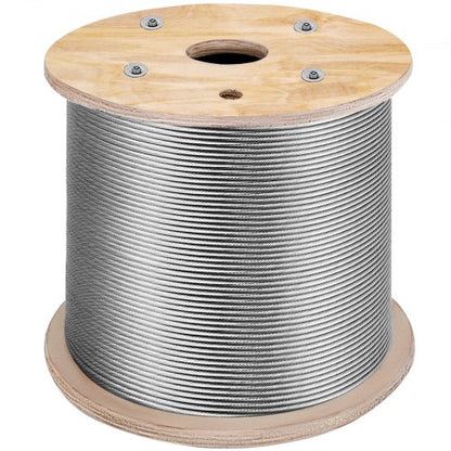 T316 Rostfritt stålvajer Höghållfast spänning Flexibel rostfri stålvajer Ytterdiameter 3,2 mm Längd 1000 fot 11,14 kN Kabelräcke (300 m)