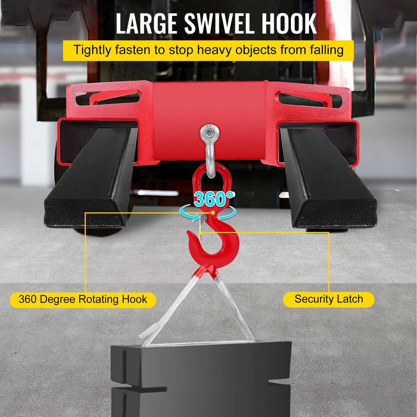 3 tons gaffeltruckslyftkrok 6000 LBS/3000 KG kapacitet lyfttruck gaffellyft svängbar krok mobilkran gaffeltrucktillbehör
