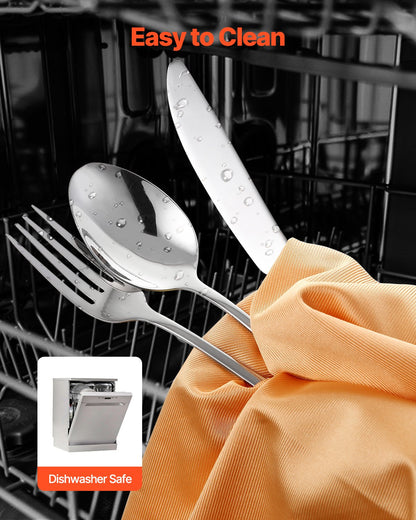 30-delars bestickset, livsmedelsklassade bestick i rostfritt stål, spegelblank bestickset, diskmaskinssäkert porslin för kök och hem, plats för 6 personer, inklusive kniv, gaffel och sked