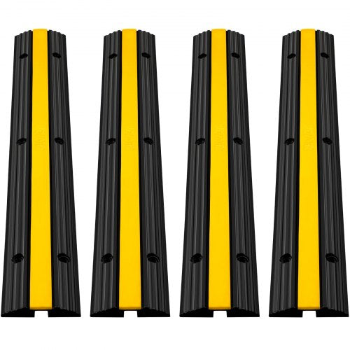 4-pack 1-kanals gummikabelskyddsramper 102x15,5x3 cm Kraftiga 8164,7 kg lastkapacitet Kabelskydd Kabelsladdskydd Ramp Farthinder Uppfart Slang Kabelramp Skyddsskydd