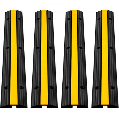 4-pack 1-kanals gummikabelskyddsramper 102x15,5x3 cm Kraftiga 8164,7 kg lastkapacitet Kabelskydd Kabelsladdskydd Ramp Farthinder Uppfart Slang Kabelramp Skyddsskydd