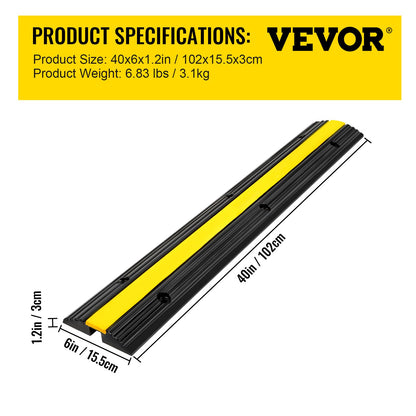4-pack 1-kanals gummikabelskyddsramper 102x15,5x3 cm Kraftiga 8164,7 kg lastkapacitet Kabelskydd Kabelsladdskydd Ramp Farthinder Uppfart Slang Kabelramp Skyddsskydd