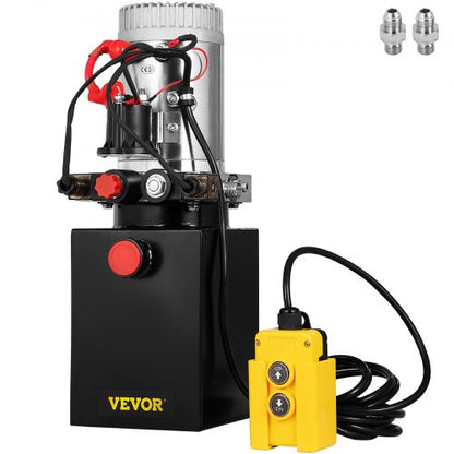 Mophorn hydraulpump dubbelverkande hydraulaggregat 4L ståltank hydraulpumpaggregat 12V DC för tippvagnssläpvagnslyft