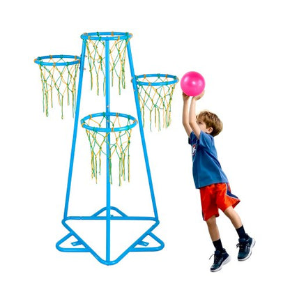 Barnbasketkorg, 4 basketkorgar för barn, bärbart basketställ med justerbar höjd och 3 bollar, basketleksak för inomhus och utomhusbruk för barn i alla åldrar, pojkar och flickor