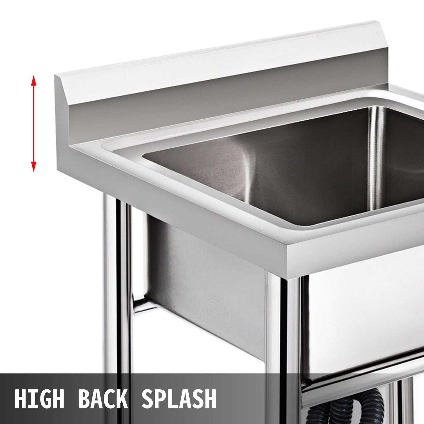 Handgjord diskho Icke-magnetisk Rostfri Köksdiskho Handgjord 1 Fack 17,5 x 10 x 16,5 Tum Kapacitet Stor Badkarsdiskho För Bondgårdscafé Butik Sjukhus