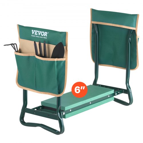 Knäböj och sits för trädgården, 15 cm bred knäböjdyna, kraftig knäpall för trädgården, hopfällbar trädgårdssits med 2 verktygsväskor, lindrar knä- och ryggsmärtor, bärbar trädgårdsbänk för kvinnliga morföräldrar