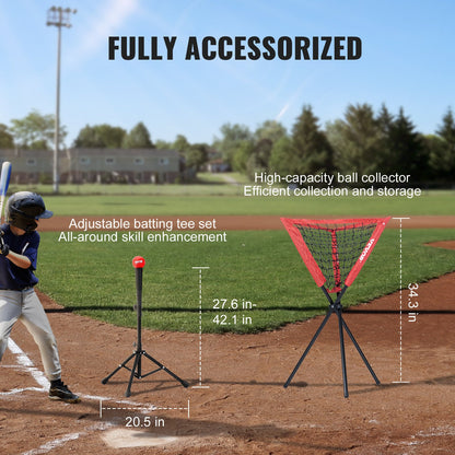 7x7 fot baseboll softboll träningsnät, bärbart basebollträningsnät för att slå och fånga pitching, backstop basebollutrustning med rosettram, bärväska, slagzon, boll, tee, bollsamlare