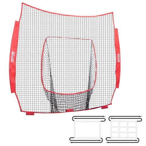 7x7 fot baseboll softboll träningsnät, bärbart basebollträningsnät för att slå, slag och fånga, backstop basebollutrustning träningshjälpmedel med slagzon (endast nät)
