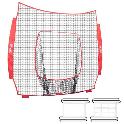 7x7 fot baseboll softboll träningsnät, bärbart basebollträningsnät för att slå, slag och fånga, backstop basebollutrustning träningshjälpmedel med slagzon (endast nät)