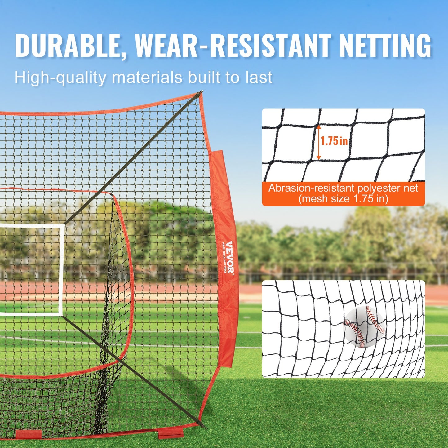 7x7 fot baseboll softboll träningsnät, bärbart basebollträningsnät för att slå, slag och fånga, backstop basebollutrustning träningshjälpmedel med slagzon (endast nät)