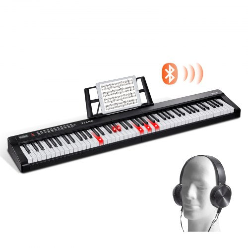 88 tangenters digitalpiano, halvviktade tangenter, elektriskt bärbart pianoset i full storlek med 1000 toners inbyggda högtalare, sustainpedal, hörlurar, Bluetooth MIDI USB för nybörjare