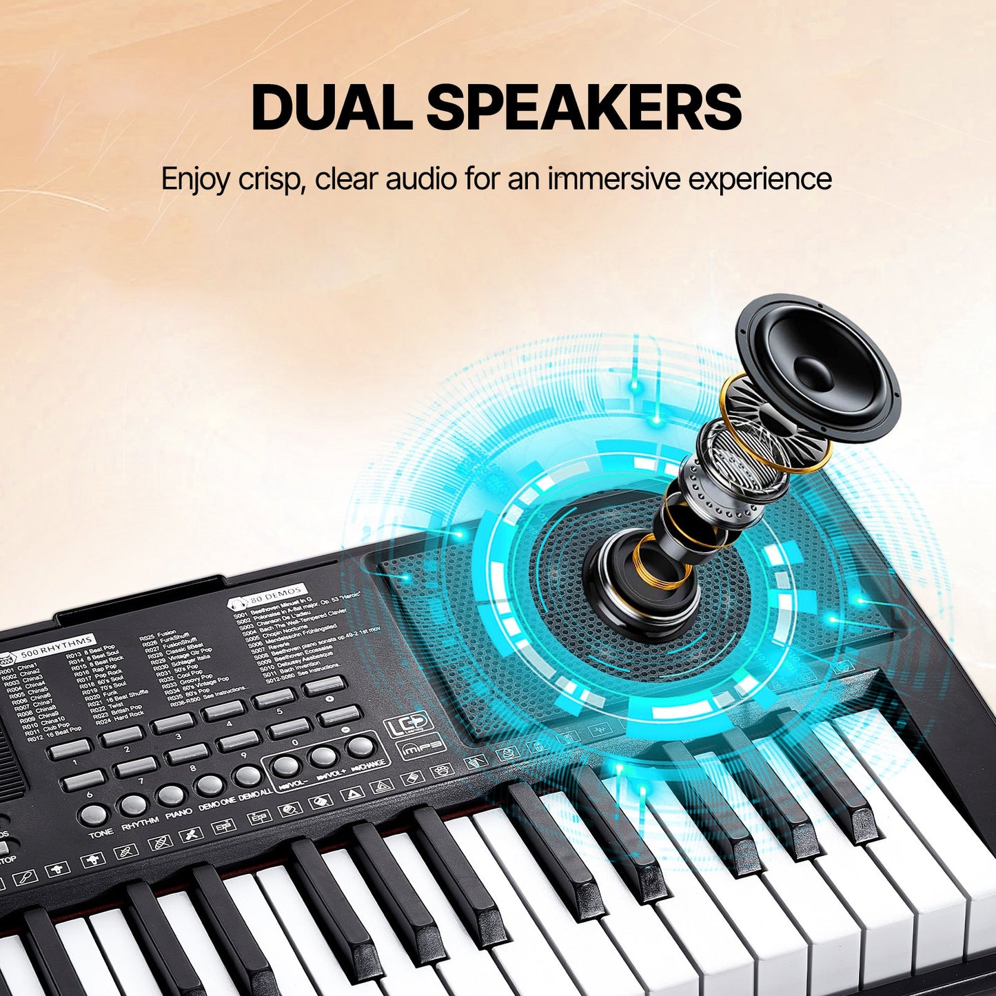 88 tangenters digitalpiano, halvviktade tangenter, elektriskt bärbart pianoset i full storlek med 1000 toners inbyggda högtalare, sustainpedal, hörlurar, Bluetooth MIDI USB för nybörjare