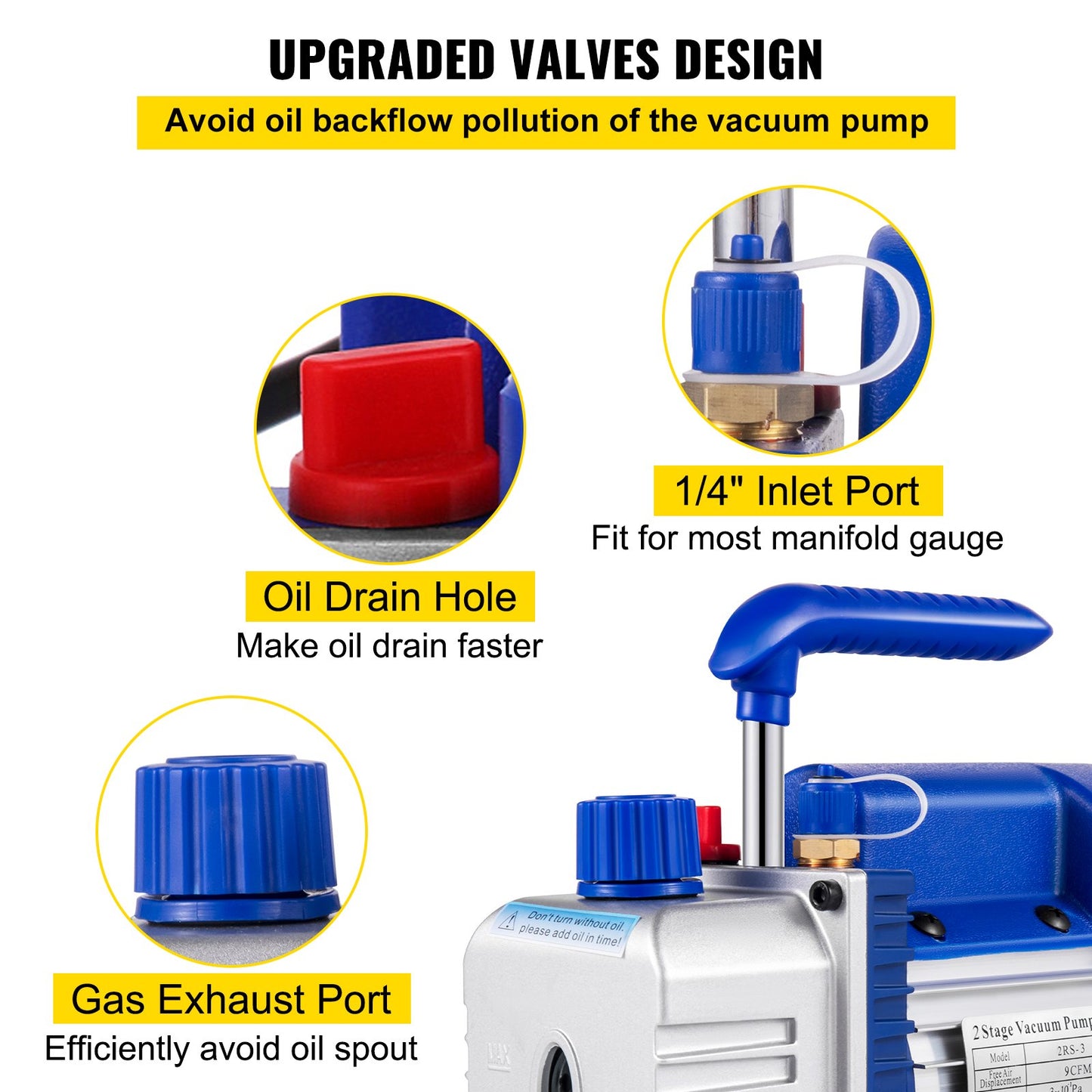 370 ml 533 l/min (9 CFM) 746 W (1 hk) Luftkonditionering Kylmedium Vakuumpump Vakuumkammare med pump Avgasningskammare med pump AC Vakuumpump