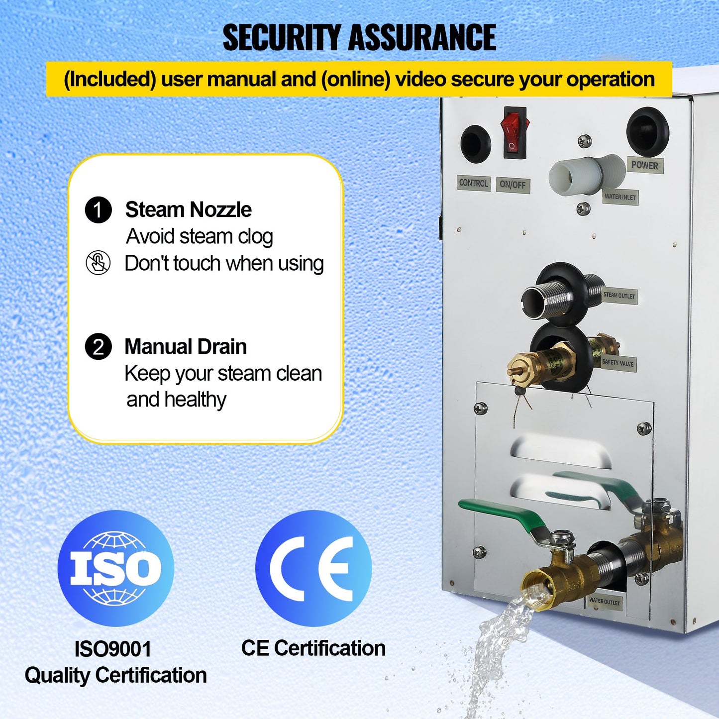 9KW ånggenerator Ånggenerator för spa-rum Digital display Ånggenerator 35 ℃-55 ℃ Bastu Ånggenerator för hem Kommersiell ånggeneratorkit Ångbadsgenerator