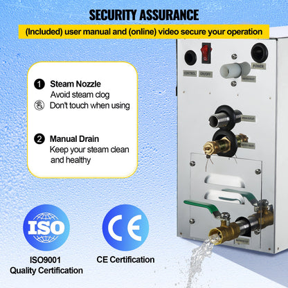 9KW ånggenerator Ånggenerator för spa-rum Digital display Ånggenerator 35 ℃-55 ℃ Bastu Ånggenerator för hem Kommersiell ånggeneratorkit Ångbadsgenerator
