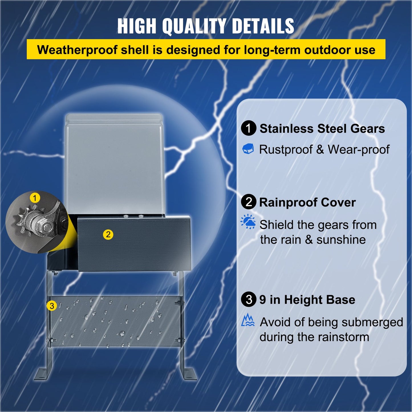 Skjutgrindsöppnare, AC1400 3100LBS, med 2 fjärrkontroller, grindmotorsats för säkerhet, rörelsehastighet 43 fot per minut, elektrisk rullande uppfartsskjutgrindsmotor