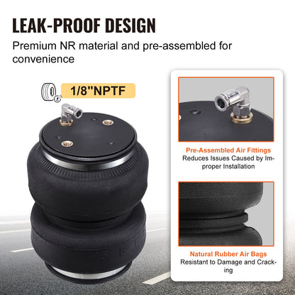 Krockkuddesats, luftfjädringsats kompatibel med 2011-2018 Dodge Ram 1500, 2019-2021 Dodge Ram 1500 Classic, 5000 lbs belastning, 5 till 100 PSI