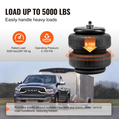 Krockkuddesats, luftfjädringsats kompatibel med 1999-2004 Ford F250/F350 2WD 4WD, 2008-2010 Ford F250/F350 2WD 4WD, 5000 lbs lastning, 5 till 100 PSI