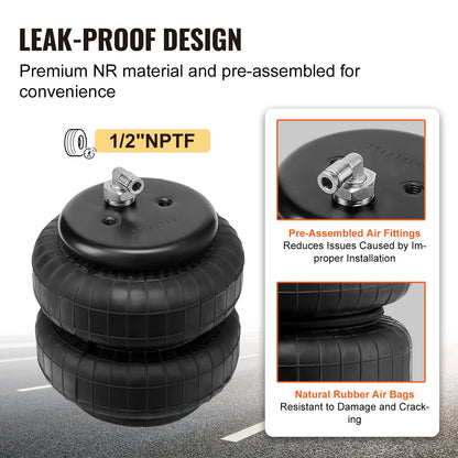 Krockkuddesats, luftfjädringsats kompatibel med 1999-2004 Ford F250/F350 2WD 4WD, 2008-2010 Ford F250/F350 2WD 4WD, 5000 lbs lastning, 5 till 100 PSI
