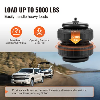 Krockkuddesats, luftfjädringsats, kompatibel med Chevrolet Silverado 2500/3500HD från 2001-2010 och GMC Sierra 2500/3500HD, fyrhjulsdrift bakhjulsdrift, 5000 lbs lastning, 5 till 100 PSI