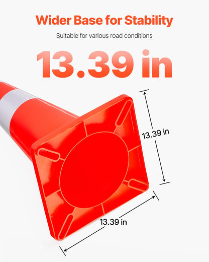 Säkerhetskönar, 73 cm höga, 12 st. orange PVC-trafikkoner med 2 reflexkragar och viktad bas, används för trafikreglering, parkering på uppfarter och skolförbättring