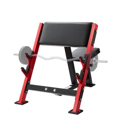 Preacher Curl Bench, styrketräningsbänkar, maxbelastning 660 LBS hemmagym, sittande arm isolerad skivstång hantel biceps station, justerbar viktbänk med stånghållare