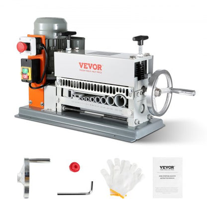 Automatic Wire Stripping Machine, 1.5 mm-40 mm Electric Motorized Cable Stripper, 370W, 26.8 m/min Wire Peeler with An Extra Manual Crank, 11 Channels for Scrap Copper Recycling