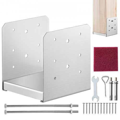 152,4x152,4 stolpbas, 1 st justerbart stolpankare i rostfritt stål (invändigt 150 x 139,7), justerbar stolpbas för paviljong, veranda, ledstång, dekorativ ankarplatta