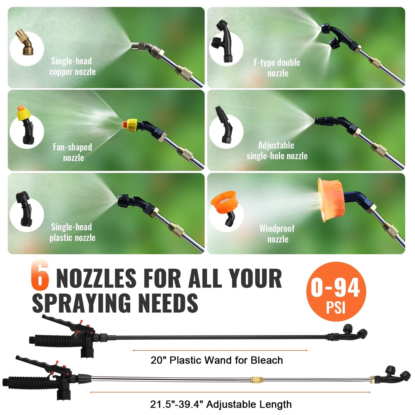 Ryggspruta Trädgårdsspruta med 15 liters behållare 0-94 PSI