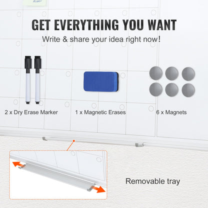 Kalender whiteboard, 36 x 24 tum magnetisk whiteboardtavla med torr raderbar pappersavtryck, månadsplanerare whiteboard för vägg, 1 magnetisk raderbar och 2 torra markörer och flyttbar bricka för restaurang, kontor, hemskola