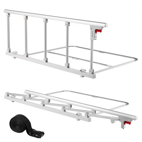 Hopfällbar sänggrind för äldre, 122 cm sängkant med fästrem, justerbar höjd vid sängkanten, sängstång i metall med hög hållfasthet för äldre, handskydd passar king size-säng, queen size-säng, full size-säng och twin-säng