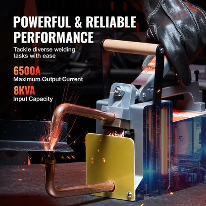 Bärbar punktsvets, 1/8-tums tjock punktsvetsmaskin med 1,5 kVA ingångskapacitet, handhållen svetsspets, pistolplåt, punktsvetsmaskin för kolstål, rostfritt stål, aluminiumplåt