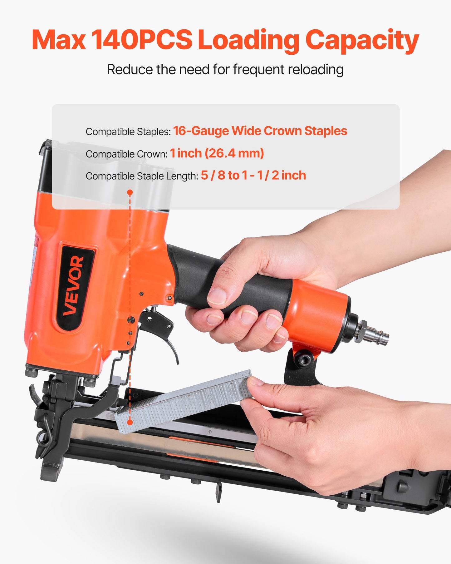 Pneumatic Staple Gun, 16 Gauge 26.4mm Wide Crown Pneumatic Stapler 16mm to 38mm Length, 70-120PSI Air Staple Gun with Two Firing Modes for Roof Decking, Wall Sheathing, Fencing, Subflooring
