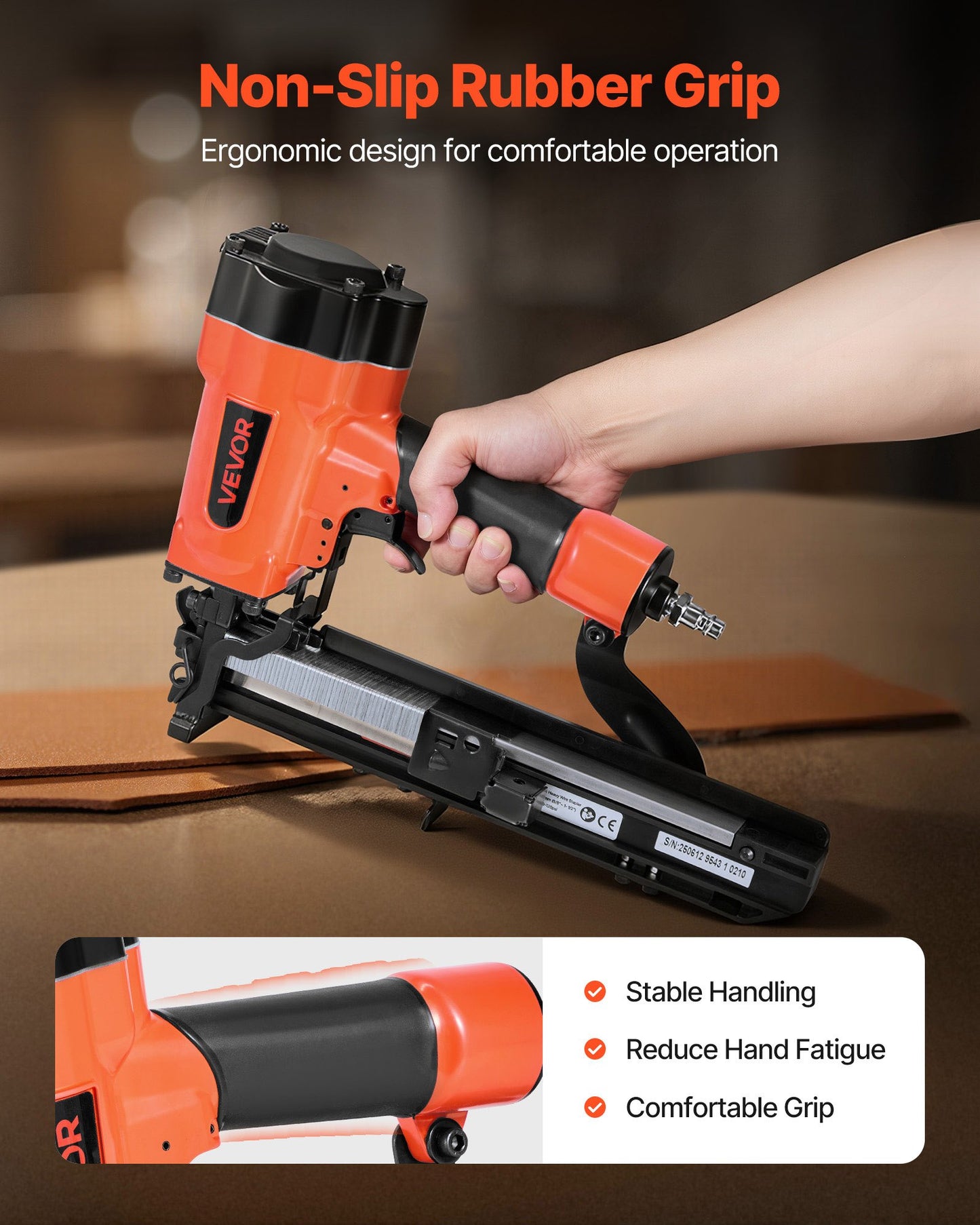 Pneumatic Staple Gun, 16 Gauge 26.4mm Wide Crown Pneumatic Stapler 16mm to 38mm Length, 70-120PSI Air Staple Gun with Two Firing Modes for Roof Decking, Wall Sheathing, Fencing, Subflooring