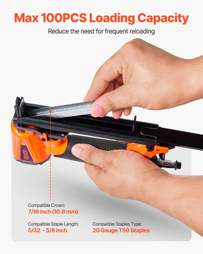 Pneumatic Staple Gun, 20 Gauge T50 Pneumatic Upholstery Stapler for 10.8mm Crown 4mm-16mm Length Staples, 70-110 PSI Air Staple Gun for Woodworking, Upholstering, Fabric, Crafts, DIY Projects