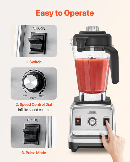 Mixer för smoothies, 227 ml 1600 W, Professionell mixer med kraftfull motor, Multifunktionell matberedare för smoothie/milkshake/juice, Passar för kök