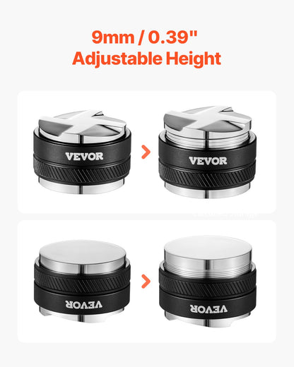 Kaffefördelare 51 mm, 2-i-1 justerbar espressofördelare med fläktformad bas, kaffefördelare i 304 rostfritt stål med lättdemonterbar design