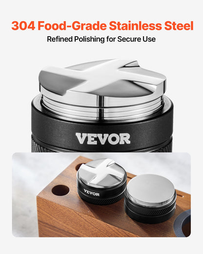 Kaffefördelare 53 mm, 2-i-1 justerbar espressofördelare med fläktformad bas, kaffefördelare i 304 rostfritt stål med lättdemonterbar design