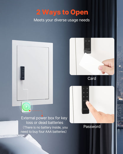 0.83 sq.ft Wall Safe, 3-Tier Hidden Wall Safe with Password, Key & Turning Knob, Q235 Cold-Rolled Steel In-Wall Box with Adjustable Shelves & Mounting Holes for Money, Jewelry, Passport, White