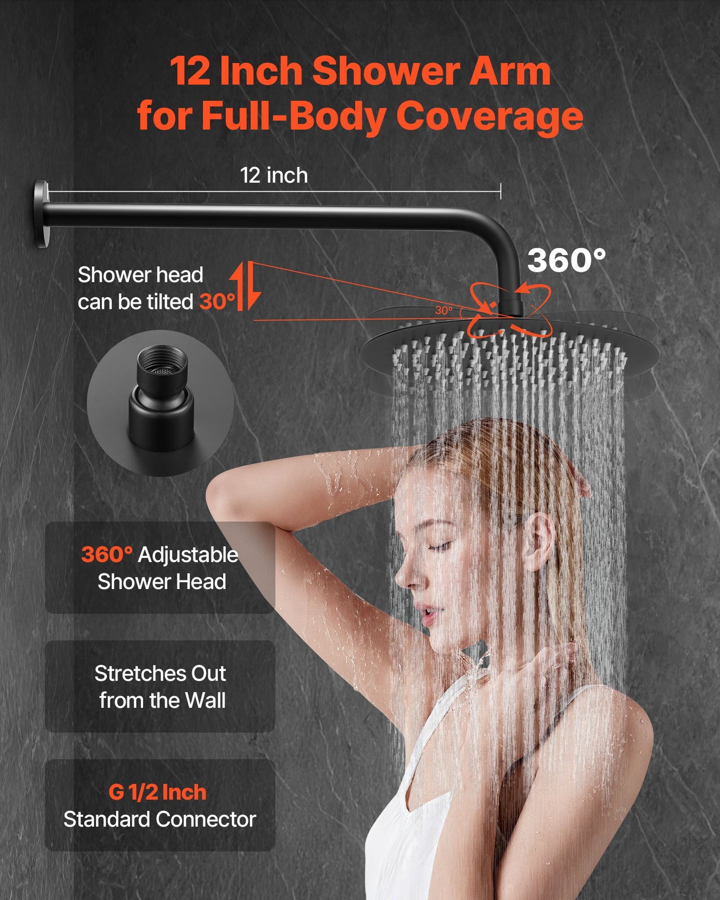 Shower Faucet Set, Rainfall Bathroom Shower System with 8-Inch (20.3cm) Round Rain Shower Head and Handheld Spray, Wall Mounted Bath Fixtures with Brass Valve and Trim Kit, Matte Black