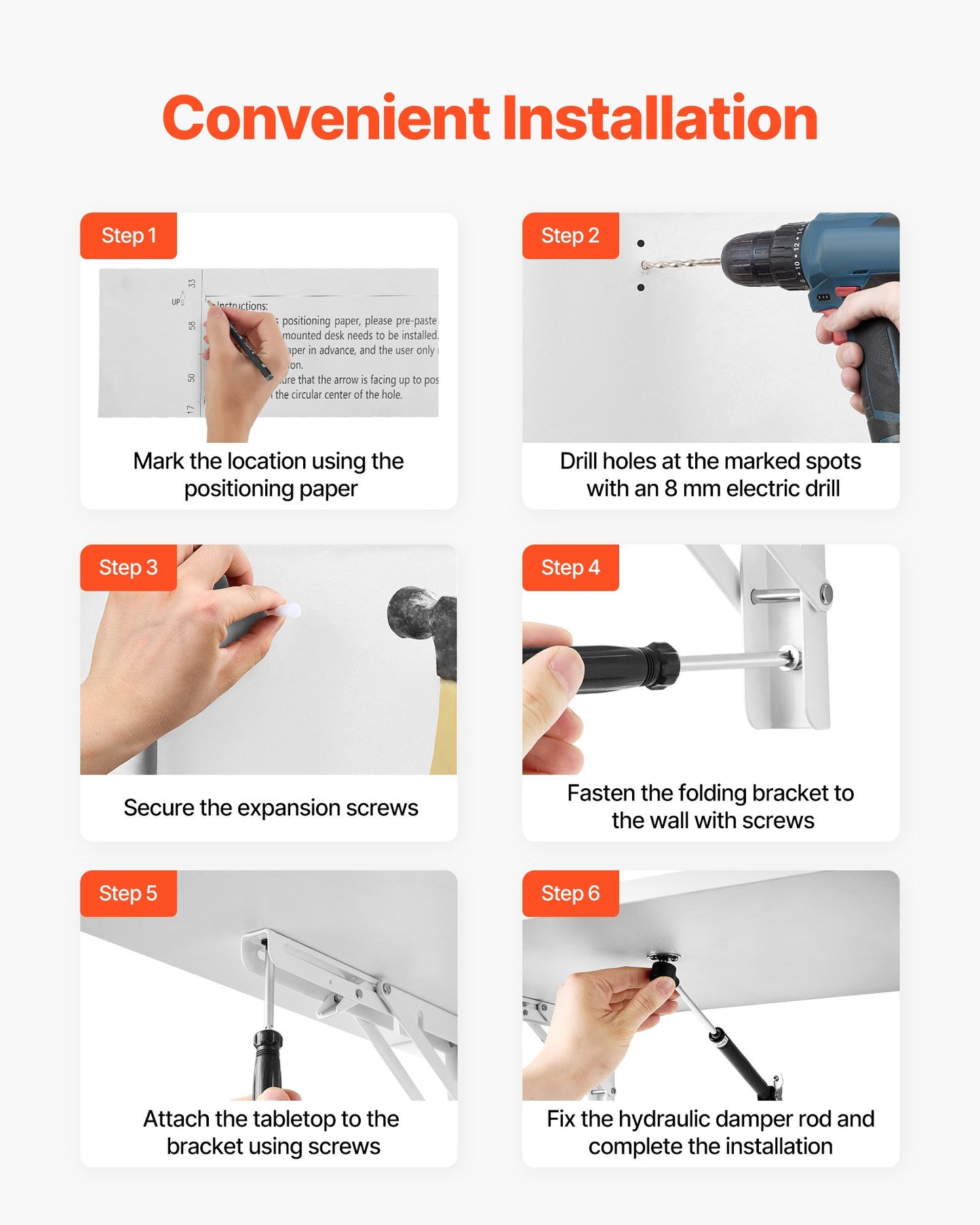 Väggmonterat fällbord, 39,4 x 19,7 tum väggmonterat bord, flytande skrivbord med järnfäste, nedfällbart skrivbord för små utrymmen, hemmakontor, matsal, tvättstuga, kök, bar, vit
