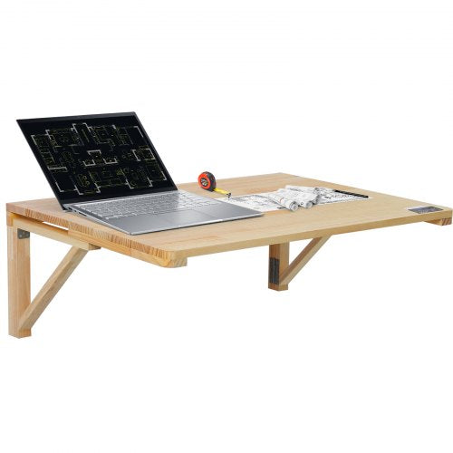 Väggmonterat fällbord, 89,5 x 61,6 cm väggmonterat klaffbord, flytande träskrivbord med järnfäste, nedfällbart skrivbord för små utrymmen, hemmakontor, matsal, tvättstuga, kök, bar